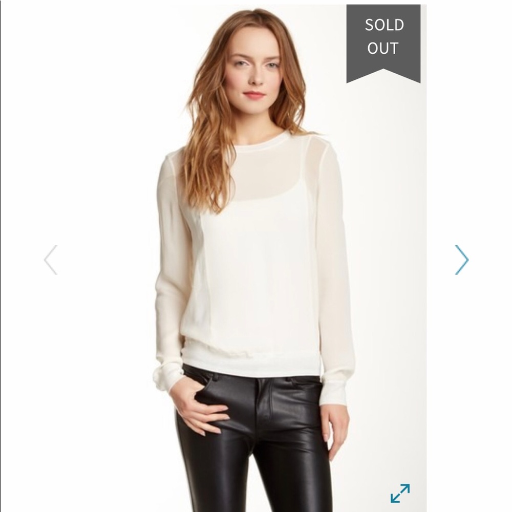 SOLD Vince Silk Sheer Side Panel Crew Neck Sweater - Picture 2 of 8